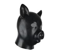 DDINGHOONQPODFR Latex Pig Mask Rubber Open Eye Mount With Back Zipper Cosplay, Head Around 54-57cm,black,one Size