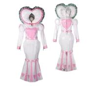 DDINGHOONQPODFR WOMEN,Sissy PVC Robe Lockable Dress Maid Cosplay Halloween Party Customizable,white,L