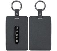 DDJ 1 Pack Key Card Holder for Tesla Model Y Model 3 Model S Model X Cybertruck, Ultra-Slim Premium Suede Microfiber Tesla Key Card Sleeve, Anti-Slip Anti-Scratch Rattle-Free Keyring, Minimalist Gray