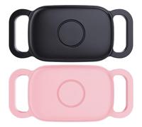 DDJ Dog Collar Holder for Tile Life360 Pro 2024 Tracker, 2-Pack Waterproof Silicone Cover Full-Body Protective Case for Tile Tracker Pet Collar, Ultra Durable, Scratch Resistant, Black,Pink