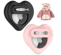 DDJ for AirTag Holder for Kids (2 Pack), Hidden Silicone Case for AirTag GPS Tracker for Kids with Invisible Pin, Anti Lost, Elderly, Luggage, Clothing, Backpack, Family Travel (Black,Pink)