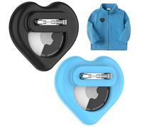 DDJ for AirTag Holder for Kids (2 Pack), Hidden Silicone Case for Apple for AirTag Tracker Kids with Invisible Pin, Anti Lost, for Elderly/Luggage/Clothing/Shoes/Backpack/Family Travel (Black+Blue)