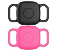 DDJ Waterproof Dog Collar Holder for Life360 Tile Mate Tracker, 2-Pack Durable Silicone Cover, Anti Lost for Life 360 Tile Tracker Case for Cat & pet Collars, Easy Installation, Black,Pink Punch