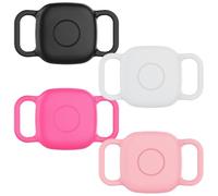 DDJ Waterproof Dog Collar Holder for Life360 Tile Mate Tracker, 4-Pack Durable Silicone Cover, Anti Lost for Tile Tracker Case for Cat & pet Collars, Easy Installation, Black, Pink Punch, White, Pink