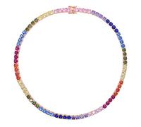 DDJAUTO 5mm Pink White Iced Out 5A CZ Tennis Chain Two Tone Colored Women Fashion Necklaces Bling Cubic Zirconia Hip Hop Jewelry Choker Necklace (Length : 46cm, Metal Color : Rose Gold Rainbow)