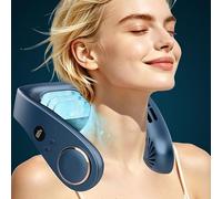 DDKJ Neck Fan with Cooling Plate,1S Quick Cool 15℃,24H Quiet 5-Speed Airflow,5500mAh Rechargeable Head Fans,LED Display Wearable Cooler,Bladeless Portable Personal AC for Men Women Kids Indoor Outdoor