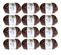 DDL&HEXI 12 Packs Super Chunky Chenille,Blanket Making Jumbo Soft Thick Yarn for Bed,Meetingroom 12x8oz (226g) per Bag (Chocolate 12)