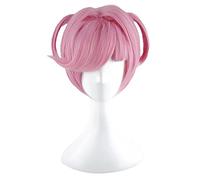 DDLC Doki Doki Literature Club Natsuki Wigs Pink Short Heat Resistant Synthetic Hair Perucas Anime Cosplay Wig + Wig Cap