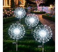 Ddlisu 4 Pack*Solar Firework Lights, Solar Garden Lights Outdoor, 8 Modes Starburst Light, Waterproof 120LED Starburst Light for Yard, Balcony, Patio, Planter Garden Decor/Cold White