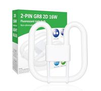 Ddlisu GR8 2 Pin 16W 2D Compact Fluorescent Light Bulb, Square Flat Butterfly Shape Energy Saving Lamp, GR8 DD Bathroom Light Bulb 2 Pin Warm White 3500K, Suitable for Office, Recessed Ceiling Lights