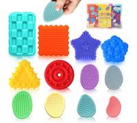 ddLUCK 12 Pack Sensory Fidget Toys for Autism, Silicone Textured Worry Stone for ADHD Stress Anxiety Relief, Travel School Small Fidgets Stones Play Toys for Kids Adults with Plastic Box