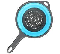 ddLUCK Kitchen Foldable Silicone Strainer Colanders, Collapsible Colanders with Handles, Space-Saver Folding Strainer Colander for Draining Pasta, Vegetable (Blue)