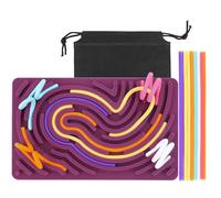 ddLUCK Sensory Activity Board, Silicone Fidget Toys for ADHD, Autism, Calm, Stress Relief and Focus, 6 Colors Double-side Sensory Travel Toy Carry Plane Play for Kids 3+ & Adults with 20 Strings