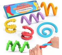 ddLUCK Silicone Fidget Toys Sensory Sticks, Textured Sensory Calming Toys with ADHD, Autism Toy for Anxiety Stress Relief, Travel Fidgets Strings Set for Kids 3+ & Adults (6 Pack)