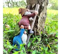 DDLUZQual Climbing Ladder Gnomes Tree Faces Decor for Yard Cute Gnome Garden Statue Art Resin Dwarf Sculpture Outdoor Decoration Ornaments