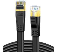 DDMALL CAT 8 Ethernet Cable, 1 Meter High Speed 40 Gbps 2000 MHz Flat CAT8 Patch Cord, Gigabit Internet Network LAN Cable with Gold Plated RJ45 Connector for Gaming, Modem, Router, PC (1 m, Black)