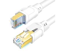 DDMALL CAT8 Ethernet Cable 25m, High Speed 40 Gbps 2000 MHz Network LAN Cable with Gold Plated RJ45 Connector for Router, Modem, PC, Switches, Laptop, Gaming (White, 25m)