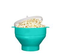 DDMMQS Silicone Popcorn Bowl, Collapsible Bowl, BPA Free, Lid and Handle, Dishwasher Safe (Lime Green)