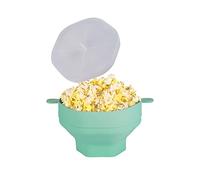 DDMMQS Silicone popcorn bowl collapsible popcorn bowl with handle popcorn maker BPA free, multipurpose silicone bowl dishwasher safe (Lime Green)