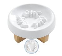 DDMOMMY Ceramic Cat Dog Feeder, Slow Feed Bowl with Stand, 2.5'' High, 5.2'' Wide, Whisker Friendly, Easy to Clean, for Cats and Small Dogs