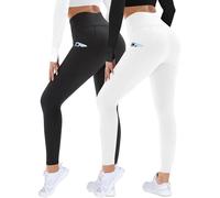 DDOBB 2 Pack Leggings for Women High Waisted Black Gym Leggings with Pockets Tummy Control Stretchy Pants Trousers for Fitness Yoga Running Regular Plus Size