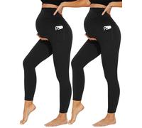 DDOBB 2 Pack Maternity Leggings Over Bump with Pockets