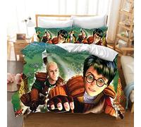 DDONVG Anime Bed Linen Set 135 x 200 cm, Hogwarts Scool Duvet Cover 100% Microfibre with Pillowcase for Boys Girls Children (8, 135 X 200 cm 50 x 75 x 1)