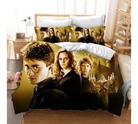 DDONVG Anime Bed Linen Set 135 x 200 cm, Hogwarts Scool Duvet Cover 100% Microfibre with Pillowcase for Boys Girls Children (4, 200 X 200 cm 50 x 75 x 2)