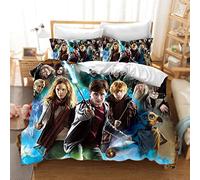 DDONVG Anime Bed Linen Set 135 x 200 cm, Hogwarts Scool Duvet Cover 100% Microfibre with Pillowcase for Boys Girls Children (5, 220 X 240 cm 50 x 75 x 2)