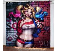 DDONVG Anime Blackout Curtains Sexy Pink Blue Beauty Comic Cartoon Girl Curtains Decor 3D Digital Print Polyester Fabric (3,150 x 166 cm (l x h) / 75 x 166 cm x 2)