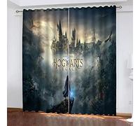 DDONVG Anime Children's Blackout Curtain Eyelets for Bedroom, Hogwarts School Blackout Curtain Set of 2 for Children's Room, 13.220 x 215 cm (W x H) / 110 x 215 cm x 2