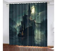 DDONVG Anime Children's Blackout Curtains, Eyelets for Bedroom, Hogwarts School Blackout Curtain Set of 2 for Children's Room, 12.150 x 166 cm (W x H) / 75 x 166 cm x 2