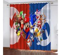 DDONVG Anime Sonic Blackout Curtain, Waterproof Fabric Curtains for Children's Room, with Eyelets, 3D Digital Print, 100% Polyester, 100x140cm(BxH)/ 50x140cmx2