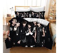 DDONVG BTS Bed Linen 135 x 200 cm Cartoon Anime BT21 Duvet Cover Set Children's Microfibre Bed Linen with Zip and Pillowcase (7, 140 X 210 cm 50 x 75 x 1)