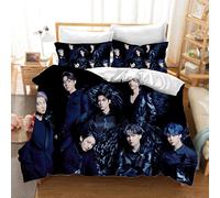 DDONVG BTS Bed Linen 135 x 200 cm Cartoon Anime BT21 Duvet Cover Set Children's Microfibre Bed Linen with Zip and Pillowcase (10, 135 X 200 cm 50 x 75 x 1)