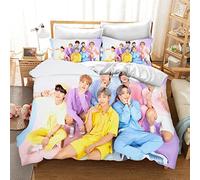 DDONVG BTS Bed Linen 135 x 200 cm Cartoon Anime BT21 Duvet Cover Set Children's Microfibre Bed Linen with Zip and Pillowcase (2, 135 X 200 cm 50 x 75 x 1)