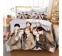 DDONVG BTS Bed Linen 135 x 200 cm Cartoon Anime BT21 Duvet Cover Set Children's Microfibre Bed Linen with Zip and Pillowcase (14, 135 X 200 cm 50 x 75 x 1)