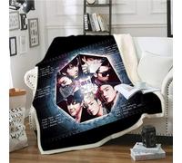 DDONVG BTS Blanket 150 x 200 cm Cuddly Blanket Flannel Blanket for Children and Adults Cartoon Sofa Blanket Microfibre Soft and Warm (2, 150 X 200 cm)