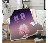 DDONVG BTS Blanket 150 x 200 cm Cuddly Blanket Flannel Blanket for Children and Adults Cartoon Sofa Blanket Microfibre Soft and Warm (19, 130 X 150 cm)