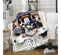 DDONVG BTS Blanket 150 x 200 cm Cuddly Blanket Flannel Blanket for Children and Adults Cartoon Sofa Blanket Microfibre Soft and Warm (17, 130 X 150 cm)