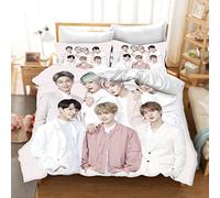 DDONVG BTS Duvet Cover 3-Piece 3D BTS Print Bed Linen Set 135 x 200 cm Duvet Covers Microfibre Soft Fluffy with Zip and Pillowcase (9, 135 X 200 cm 50 x 75 x 1)