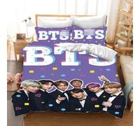 DDONVG BTS Duvet Cover 3-Piece 3D BTS Print Bed Linen Set 135 x 200 cm Duvet Covers Microfibre Soft Fluffy with Zip and Pillowcase (6, 135 X 200 cm 50 x 75 x 1)