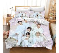 DDONVG BTS Duvet Cover 3-Piece 3D BTS Print Bed Linen Set 135 x 200 cm Duvet Covers Microfibre Soft Fluffy with Zip and Pillowcase (1, 200 X 200 cm 50 x 75 x 2)