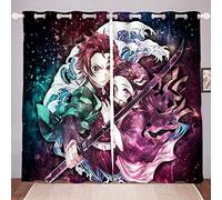 DDONVG Demon Blackout Curtains, Japan Anime Curtain, 100% Polyester Curtain with Eyelets for Children's Room, Bedroom Decoration - 1,150 x 166 cm (l x h) - 75 x 166 cm x 2