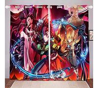 DDONVG Demon Blackout Curtains, Japan Anime Curtain, 100% Polyester Curtain with Eyelets for Children's Room, Bedroom Decoration - 11, 280 x 180 cm (l x h) - 140 x 180 cm x 2 cm