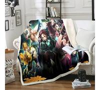 DDONVG Demon Cuddly Blanket Microfibre Anime Fleece Blanket Sofa Blanket 150 x 200 cm for Children Soft and Warm (5,130 x 150 cm)