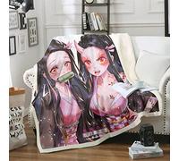 DDONVG Demon Cuddly Blanket Microfibre Anime Fleece Blanket Sofa Blanket 150 x 200 cm for Children Soft and Warm (6,100 x 140 cm)