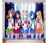 DDONVG Sailor Moon Blackout Curtains, Japanese Anime Curtain, 100% Polyester Curtain with Eyelets for Children's Room, Bedroom Decoration (9,183x160cm(BxH)/ 91.5x160cmx2)