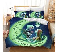DDONVG The Nightmare Before Bed Linen Set, Halloween Skull Duvet Cover, 3-Piece Microfibre Soft with Zip and Pillowcase (9.220 x 260 cm, 50 x 75 x 2)