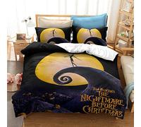 DDONVG The Nightmare Before Bed Linen Set, Halloween Skull Duvet Cover, 3-Piece Microfibre Soft with Zip and Pillowcase (16.135 x 200 cm, 50 x 75 x 1)